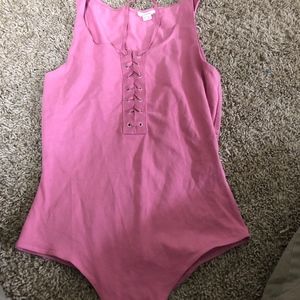 Hot Pink Lace Up Bodysuit